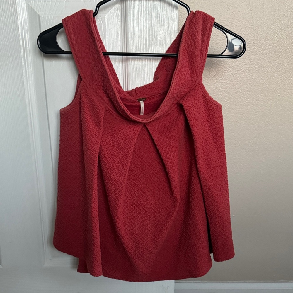 Free People Textured Red Sleeveless Blouse